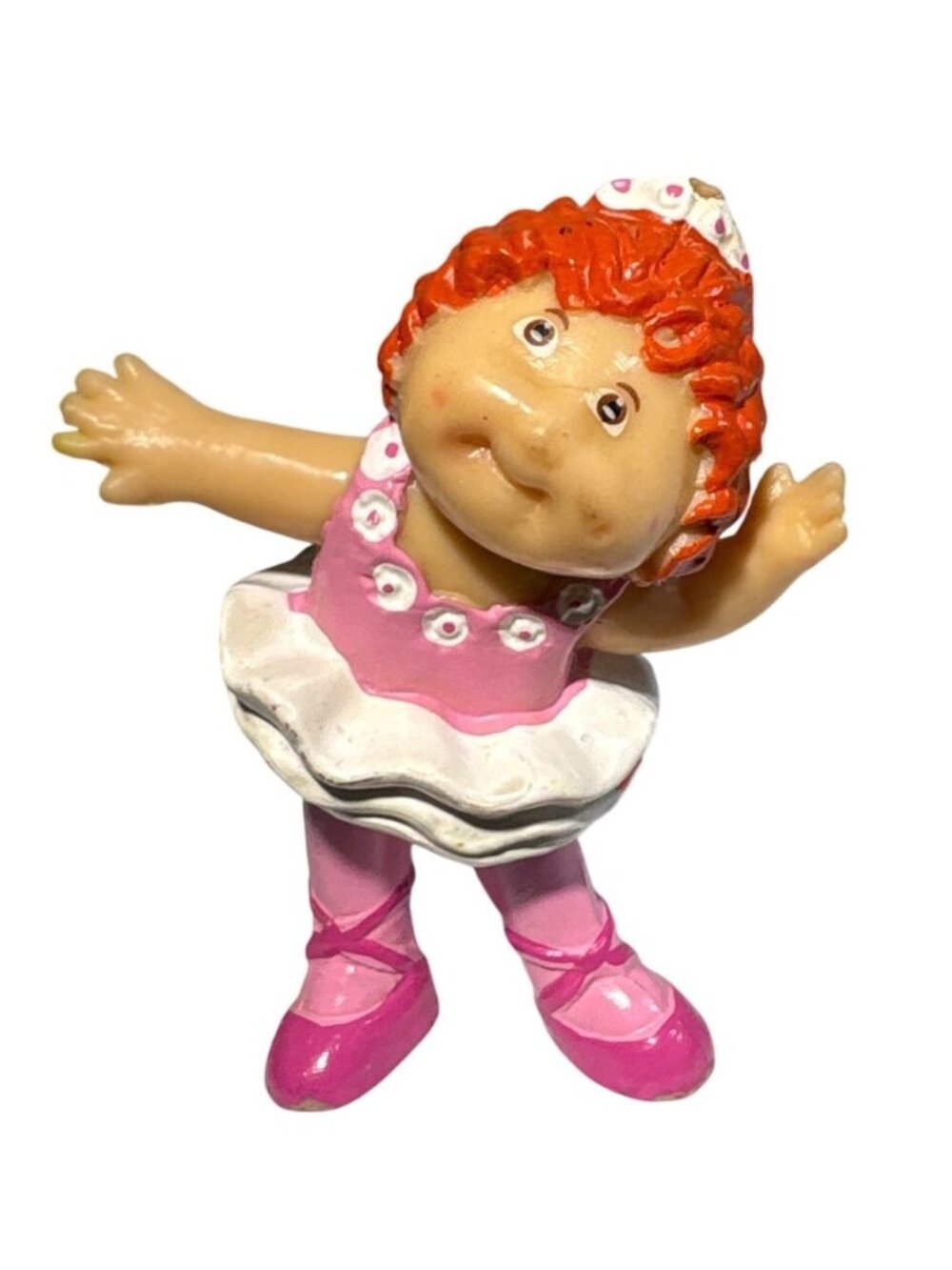 Cabbage Patch Kids PVC Figure Ballet Pink Outfit Red Hair 2.5" Vintage1984